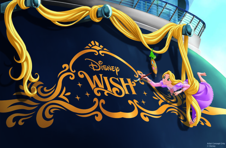 Stern of new Disney Cruise Line Wish Ship featuring Rapunzel