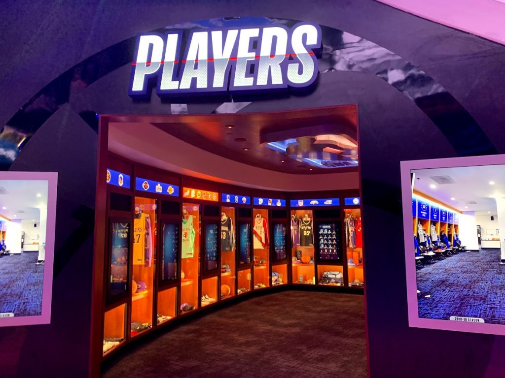 Players lockers at the NBA Experience