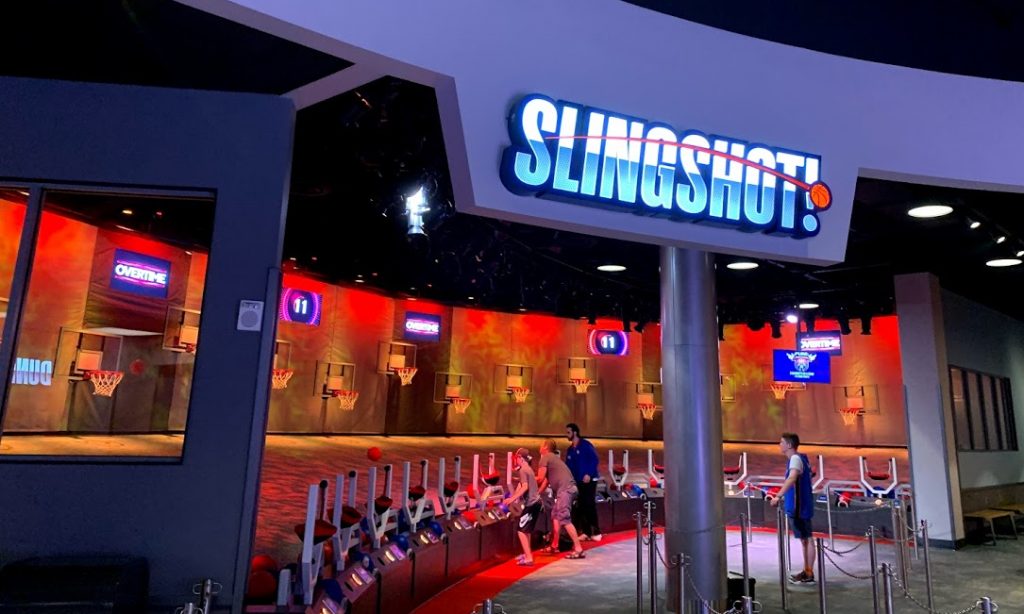 Slingshot sign and shoot out area