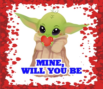 Yoda holding heart for Valentine card